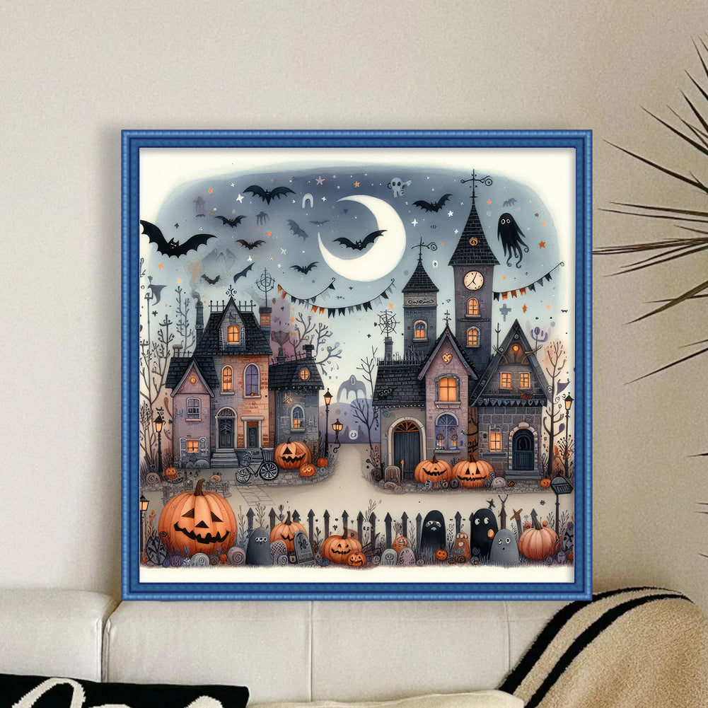 Christmas Cabin - Full 11CT Stamped Cross Stitch 50x50CM - Huacan