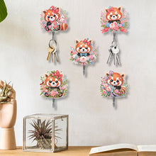 Load image into Gallery viewer, 5Pcs Acrylic Cartoon Raccoon Diamond Painting Hooks Diamond Art Craft Wall Hooks