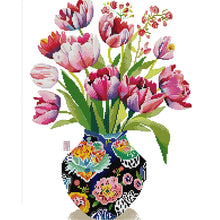 Load image into Gallery viewer, Joy Sunday - Three Tulips - 36*43CM 14CT 2 Stamped Cross Stitch