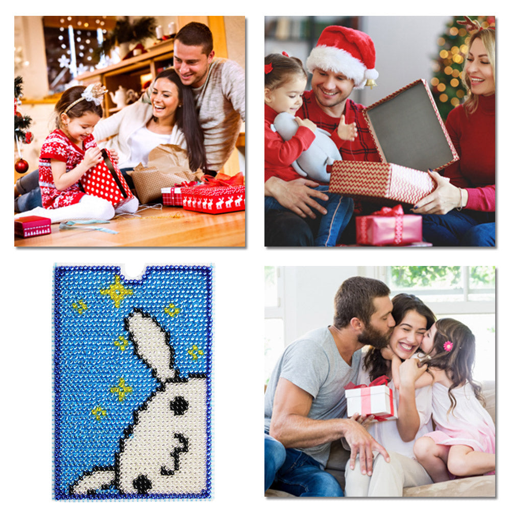 Cross Stitch Card Bag 6.7x9.7CM Embroidery Card Cover for Art Crafts (Rabbit)