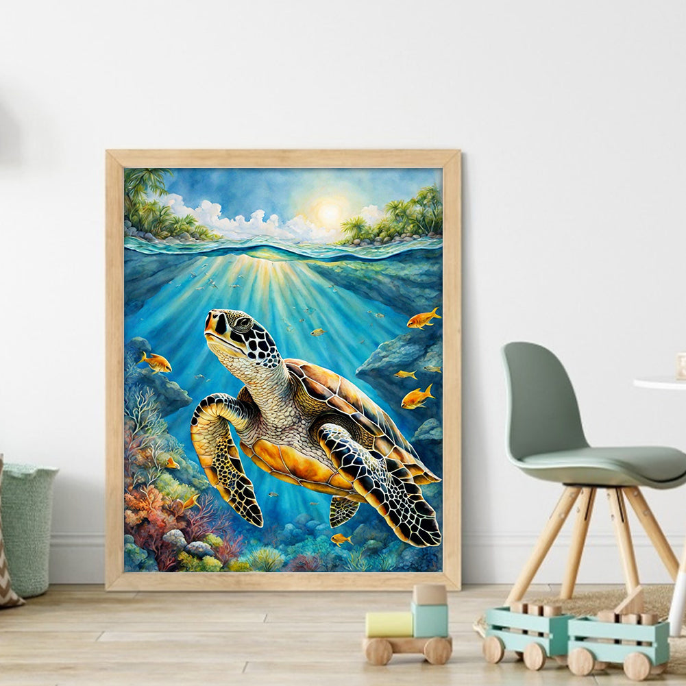 Sea Turtle - Full 11CT Stamped Cross Stitch 40x50CM - Yishu