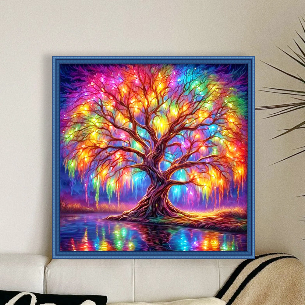 Colorful Tree Of Life - Full 11CT Counted Cross Stitch 45x45CM - Yishu