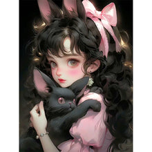 Load image into Gallery viewer, Yishu - Girl And Black Cat - 45*60CM 11CT 3 Stamped Cross Stitch