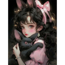 Load image into Gallery viewer, Yishu - Girl And Black Cat - 45*60CM 11CT 3 Stamped Cross Stitch