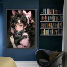 Load image into Gallery viewer, Yishu - Girl And Black Cat - 45*60CM 11CT 3 Stamped Cross Stitch