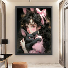 Load image into Gallery viewer, Yishu - Girl And Black Cat - 45*60CM 11CT 3 Stamped Cross Stitch