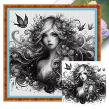 Load image into Gallery viewer, Huancan - Black And White Witch - 50*50CM 11CT 3 Stamped Cross Stitch