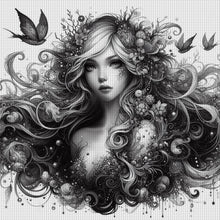 Load image into Gallery viewer, Huancan - Black And White Witch - 50*50CM 11CT 3 Stamped Cross Stitch