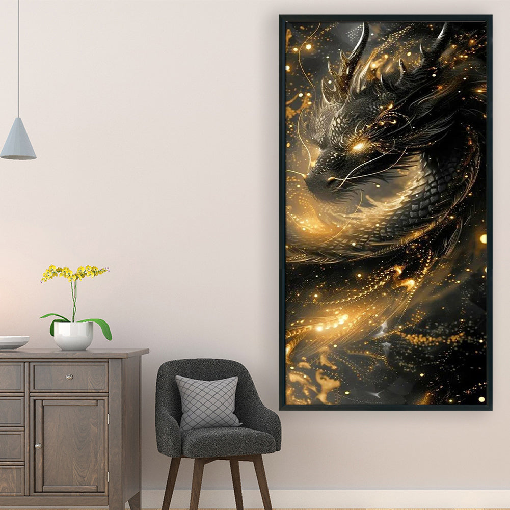 Black Dragon - Full 14CT Stamped Cross Stitch 40x75CM - Huacan