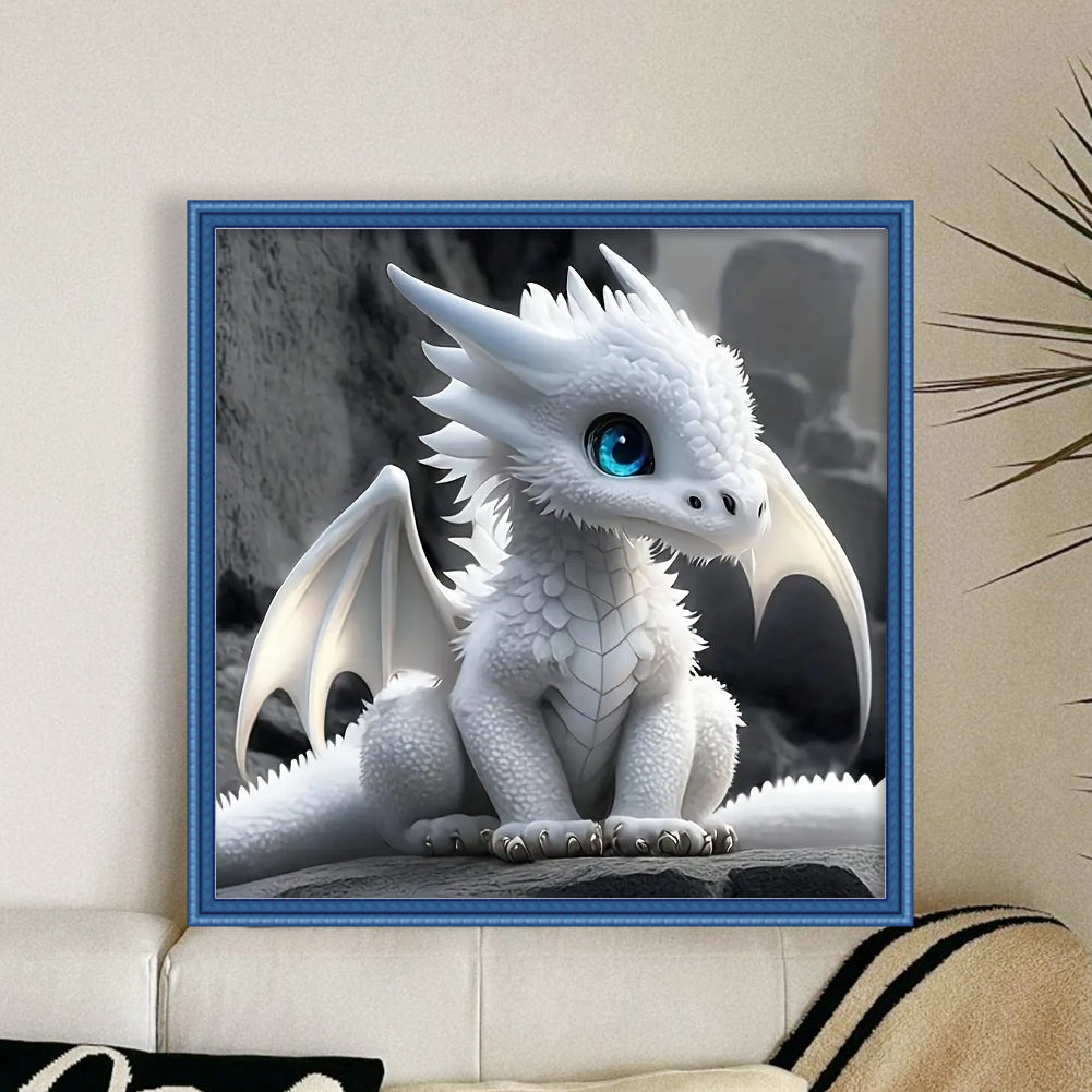 White Winged Dragon - Full 11CT Stamped Cross Stitch 40x40CM - Yishu