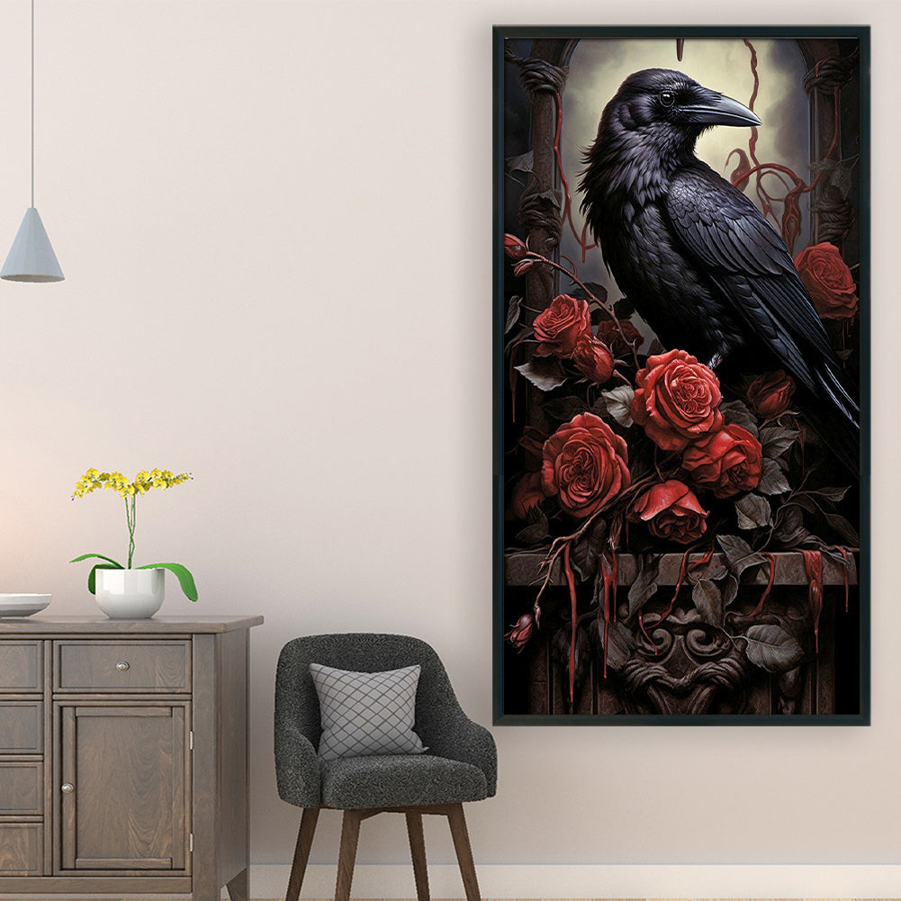 Rose Crow - Full 11CT Stamped Cross Stitch 40x70CM - Yishu