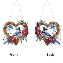 Load image into Gallery viewer, Wreath Blue Bird Theme 2D Flat DIY Diamond Art Pendant Wall Door Decoration