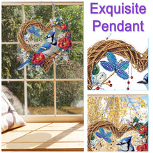 Load image into Gallery viewer, Wreath Blue Bird Theme 2D Flat DIY Diamond Art Pendant Wall Door Decoration