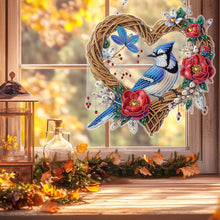 Load image into Gallery viewer, Wreath Blue Bird Theme 2D Flat DIY Diamond Art Pendant Wall Door Decoration