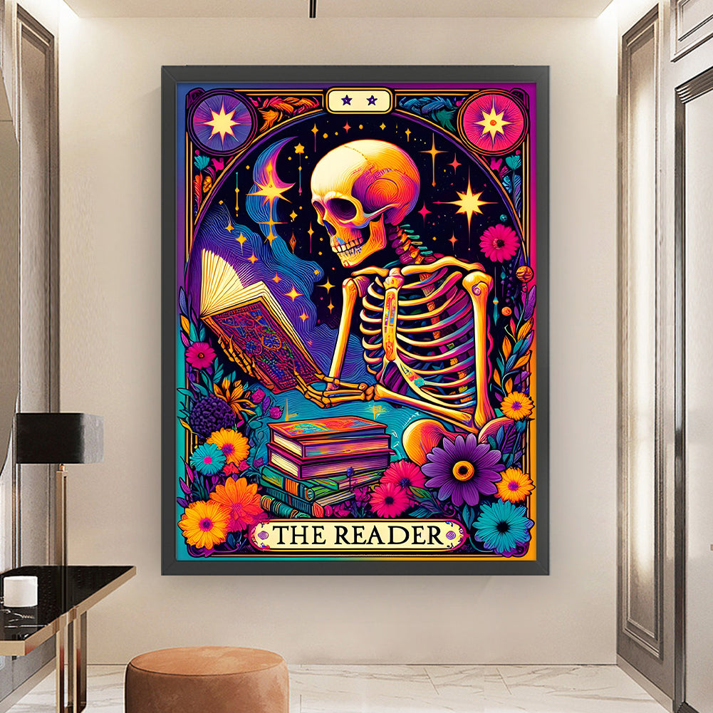Reading Skeleton - Full 11CT Stamped Cross Stitch 50x60CM - Huacan
