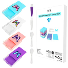 Load image into Gallery viewer, 4Pcs Butterfly Diamond Painting Tray 5D DIY Drills Plate with Sppon & Brush