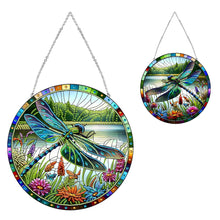 Load image into Gallery viewer, Dragonfly Flower 2D Flat DIY Special Shape Diamond Art Sun Catcher Pendant