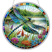 Load image into Gallery viewer, Dragonfly Flower 2D Flat DIY Special Shape Diamond Art Sun Catcher Pendant