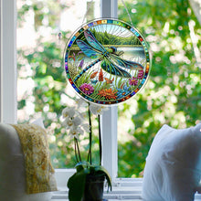 Load image into Gallery viewer, Dragonfly Flower 2D Flat DIY Special Shape Diamond Art Sun Catcher Pendant