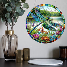 Load image into Gallery viewer, Dragonfly Flower 2D Flat DIY Special Shape Diamond Art Sun Catcher Pendant