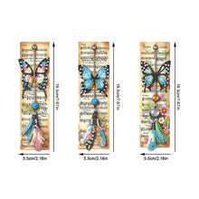 Load image into Gallery viewer, 3Pcs Butterfly Sheet Music Special Shape 5D DIY Diamond Painting Bookmark