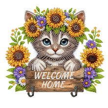 Load image into Gallery viewer, Cat Theme Wood DIY Diamond Painting Hooks Home Decor Craft Kit for Wall Decor