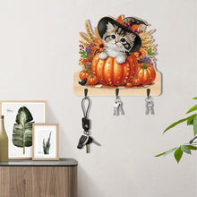 Load image into Gallery viewer, Halloween Pumpkin Cat Wood 2D/Flat DIY Diamond Painting Hooks Home Decor Craft