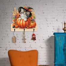 Load image into Gallery viewer, Halloween Pumpkin Cat Wood 2D/Flat DIY Diamond Painting Hooks Home Decor Craft