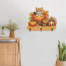 Load image into Gallery viewer, Halloween Pumpkin Cat Wood 2D/Flat DIY Diamond Painting Hooks Home Decor Craft