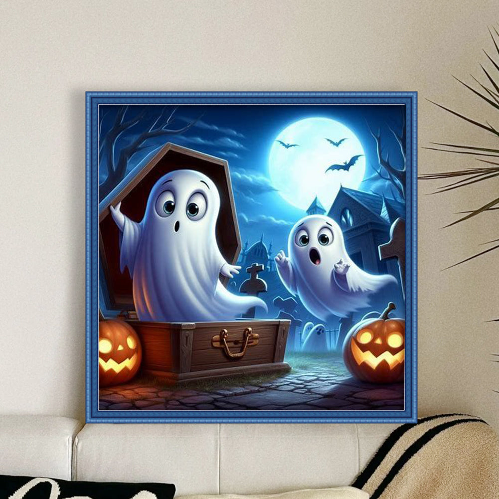 Halloween Ghost - Full 11CT Stamped Cross Stitch 40x40CM - Huacan