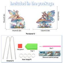 Load image into Gallery viewer, 2Pcs 2D/Flat DIY Mushroom Elf Diamond Art Pendant DIY Home Decor Hanging Charm