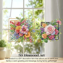 Load image into Gallery viewer, 2Pcs 2D/Flat DIY Flower Diamond Art Pendant DIY Home Decor Hanging Charm