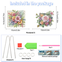 Load image into Gallery viewer, 2Pcs 2D/Flat DIY Flower Diamond Art Pendant DIY Home Decor Hanging Charm