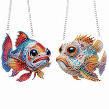Load image into Gallery viewer, 2Pcs 2D/Flat DIY Funny Fish Diamond Art Pendant DIY Home Decor Hanging Charm