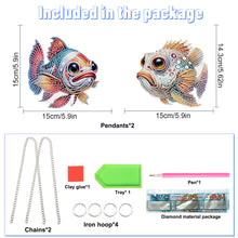 Load image into Gallery viewer, 2Pcs 2D/Flat DIY Funny Fish Diamond Art Pendant DIY Home Decor Hanging Charm
