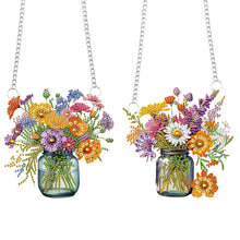 Load image into Gallery viewer, 2Pcs 2D/Flat DIY Bouquet Diamond Art Pendant DIY Home Decor Hanging Charm