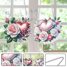 Load image into Gallery viewer, 2Pcs 2D/Flat DIY Love Rose Diamond Art Pendant DIY Home Decor Hanging Charm