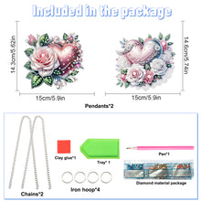 Load image into Gallery viewer, 2Pcs 2D/Flat DIY Love Rose Diamond Art Pendant DIY Home Decor Hanging Charm