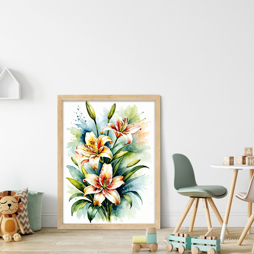 Lily - Full 11CT Stamped Cross Stitch 30x40CM - Yishu