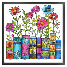 Load image into Gallery viewer, Huancan - Books And Flowers - 50*50CM 11CT 3 Stamped Cross Stitch