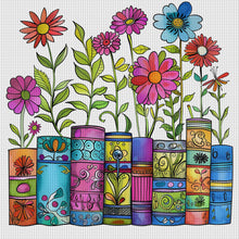 Load image into Gallery viewer, Huancan - Books And Flowers - 50*50CM 11CT 3 Stamped Cross Stitch