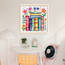 Load image into Gallery viewer, Huancan - Books And Flowers - 50*50CM 11CT 3 Stamped Cross Stitch
