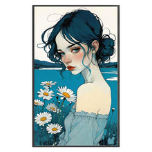 Load image into Gallery viewer, Huancan - Little Blue Daisy Girl - 40*65CM 11CT 3 Stamped Cross Stitch