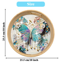 Load image into Gallery viewer, Wooden Butterfly Diamond Painting Serving Tray with Handle for Coffee Table