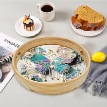 Load image into Gallery viewer, Wooden Butterfly Diamond Painting Serving Tray with Handle for Coffee Table