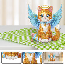 Load image into Gallery viewer, 2D Flat Angel Orange Cat DIY Diamond Painting Kit Acrylic Shaking Head Ornament