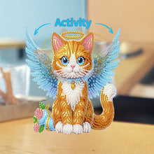 Load image into Gallery viewer, 2D Flat Angel Orange Cat DIY Diamond Painting Kit Acrylic Shaking Head Ornament