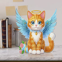 Load image into Gallery viewer, 2D Flat Angel Orange Cat DIY Diamond Painting Kit Acrylic Shaking Head Ornament