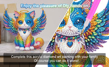 Load image into Gallery viewer, 2D Flat Angel Wings Cat DIY Diamond Painting Kit Acrylic Shaking Head Ornament