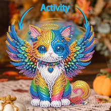 Load image into Gallery viewer, 2D Flat Angel Wings Cat DIY Diamond Painting Kit Acrylic Shaking Head Ornament